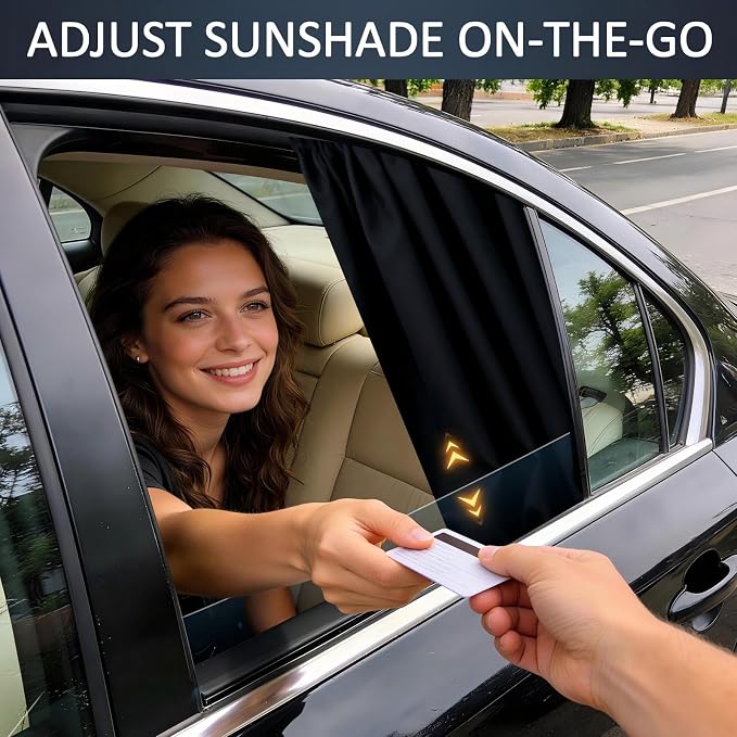 XCBYT Blackout Magnetic Car Window Shades for Rear Windows, 2 Pack | UV & Heat Protection, Magnetic Sun Shades for Baby Sleep, Privacy Nursing Covers, Fits steel frames only, measure first