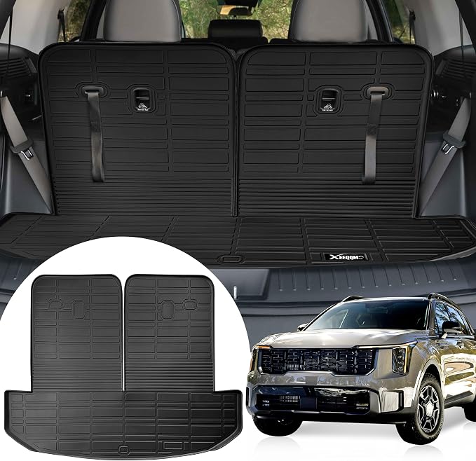 Kia Trunk & Backrest Mat 2021-2025 - All Weather TPE Cargo Liner Protector, 3rd Row Back Seat Cover Accessories | All Weather TPE Protector Back Seat Cover 3rd Row for 2021-2025 Kia Sorento Accessories