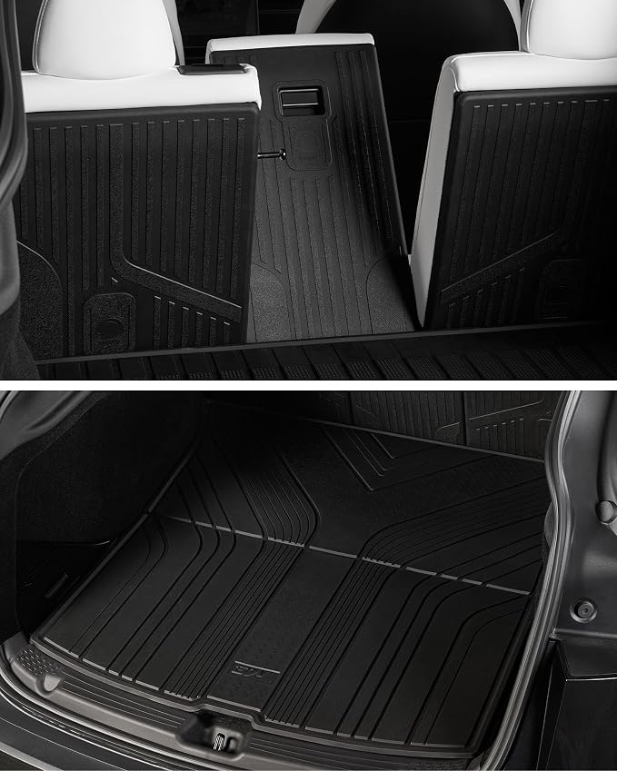3W Tesla 2025-2026 New Model Y Juniper Floor Mats and Cargo Liners (Not for Standard), TPE 10PCS Full Set Floor Liner, Cargo Mats and Seat Back Cover Protector, Car Mats for Tesla Model Y Accessories