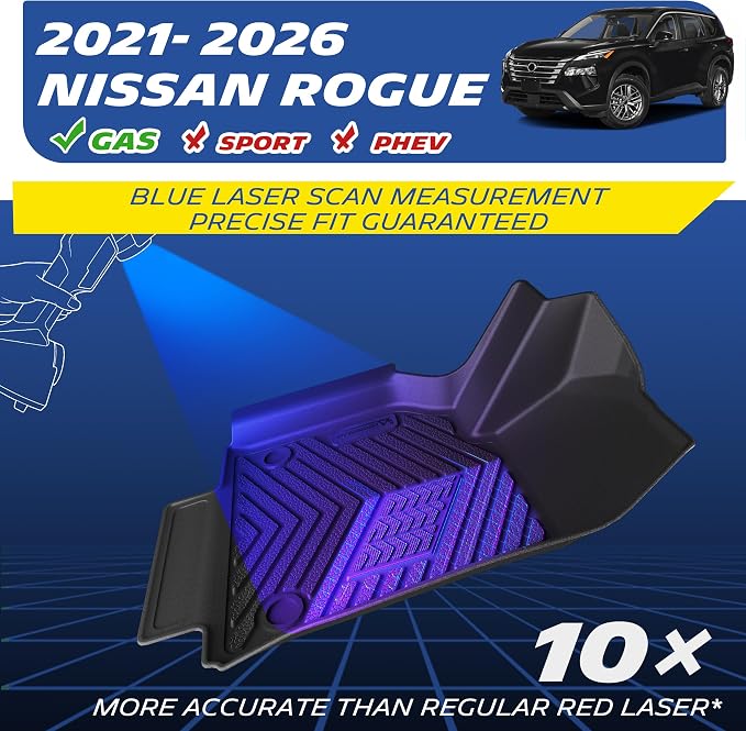 Michelin Vehicle Mats, All-Weather TPE Custom Fit Liner for 2021-2026 Nissan Rogue (4 Piece A), Not for Sport/PHEV, Premier