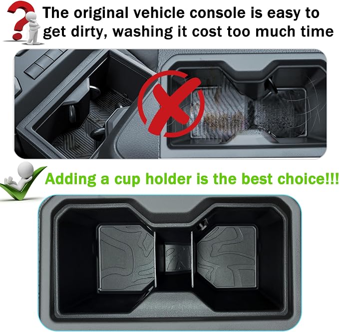 Center Console Cup Holder Inserts for 2026 2025 2024 Toyota Tacoma Accessories Middle Console & Rear Armrest Cup Holder TPE Non Slip Drink Holder Protector Organizer Black, 2PCS Set