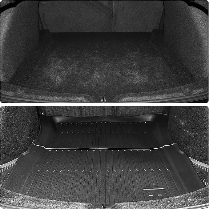 Trunk Mat Compatible with Tesla Model 3 2024 2025 2026 (Highland) - Custom Fit All-Weather TPE Cargo Liner, Waterproof Rear Boot Mat, Heavy Duty Anti-Slip Interior Accessories, Black