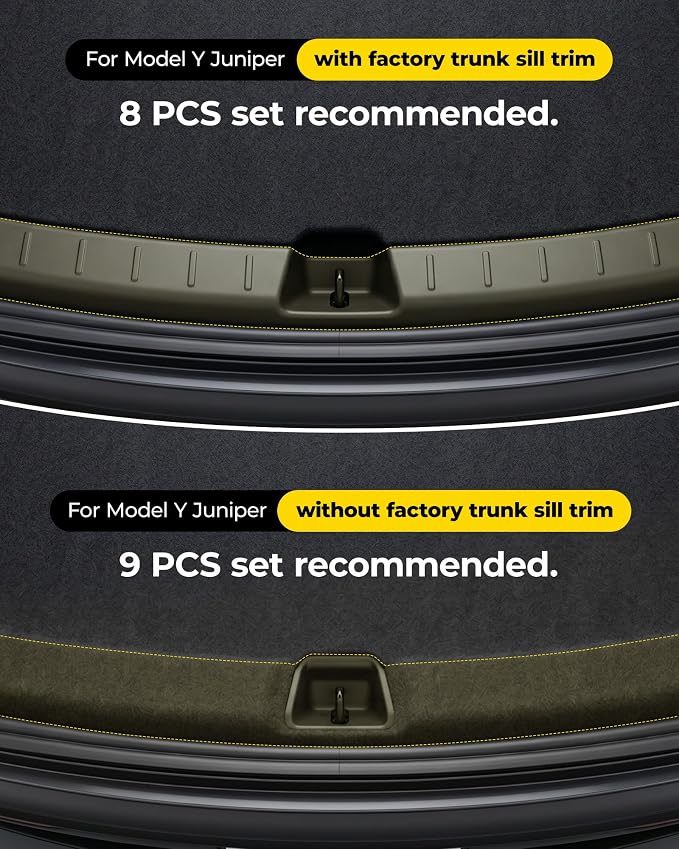3W Tesla Model Y Juniper 9PCS Door Sill Protector 2025 2026 5 Seat (Not Standard/Original Tailgate Sill) Front,Rear, Rear Bumper,Trunk,Door Entry Guard, Anti-dust Cover,Edge Guards,Model Y Accessories