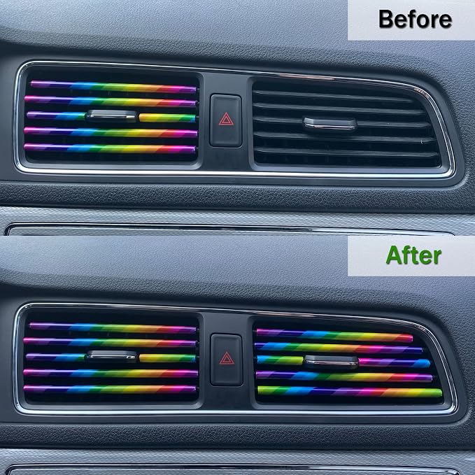 LivTee 20 Pieces Car Air Conditioner Decoration Strip for Vent Outlet, Universal Waterproof Bendable Air Vent Outlet Trim Decoration, Car Interior Accessories (Multicolour)