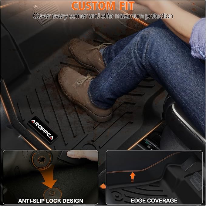 Floor Mats Cargo Liner for Ford Mustang 2015-2025 (NOT for Mach-E) | All Weather TPE Floor Liners Full Set Automotive Mats for 2025 Mustang Accessories