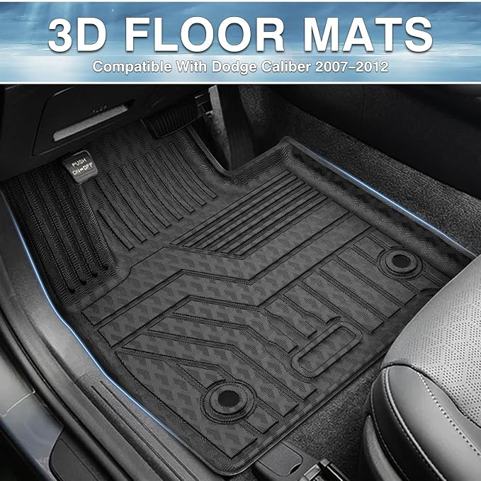 Mixsuper Floor Mats Compatible with 2007-2012 Dodge Caliber / 2007-2017 Jeep Patriot/Compass (Old Body Style) All Weather Floor Liners 1st & 2nd Row Set Black