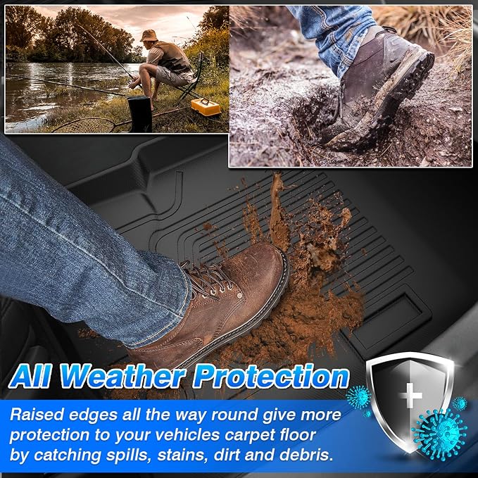 Cartist Floor Mats Fits for Ford Ranger 2019 2020 2021 2022 2023 Accessories All Weather Floor Mat for Ranger Super Crew Floor Liner Heavy Duty Black