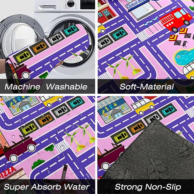 Road Map Carpet for Kids - Kids Rugs for Playroom Car Rugs for Girls Toy Play Mats for Floor City Play Mat, 2. 5x4 Feet