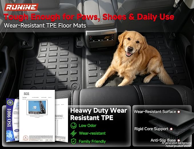 Floor Mats for Jeep Grand Cherokee L 2021-2025 (ONLY for 7 Seaters Without Center Console) All Weather Custom Fit Car Floor Liners Trunk Mat Rubber Car Mats