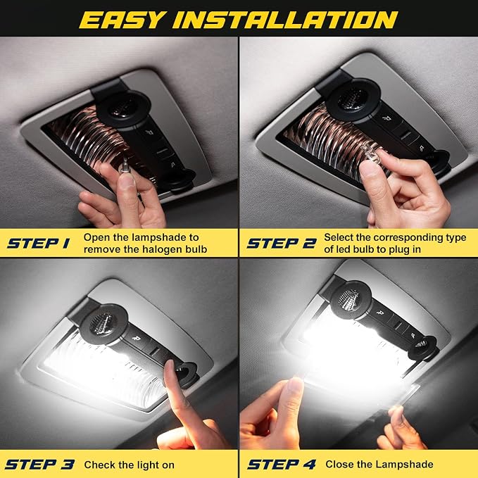Spurtar 30PCS 194 LED Bulb 6000K White 168 W5W 2825 194 T10 LED Bulb Wedge COB Replacement Bulbs Error Free for Dome Map Door Courtesy Trunk Parking License Plate Lights etc.