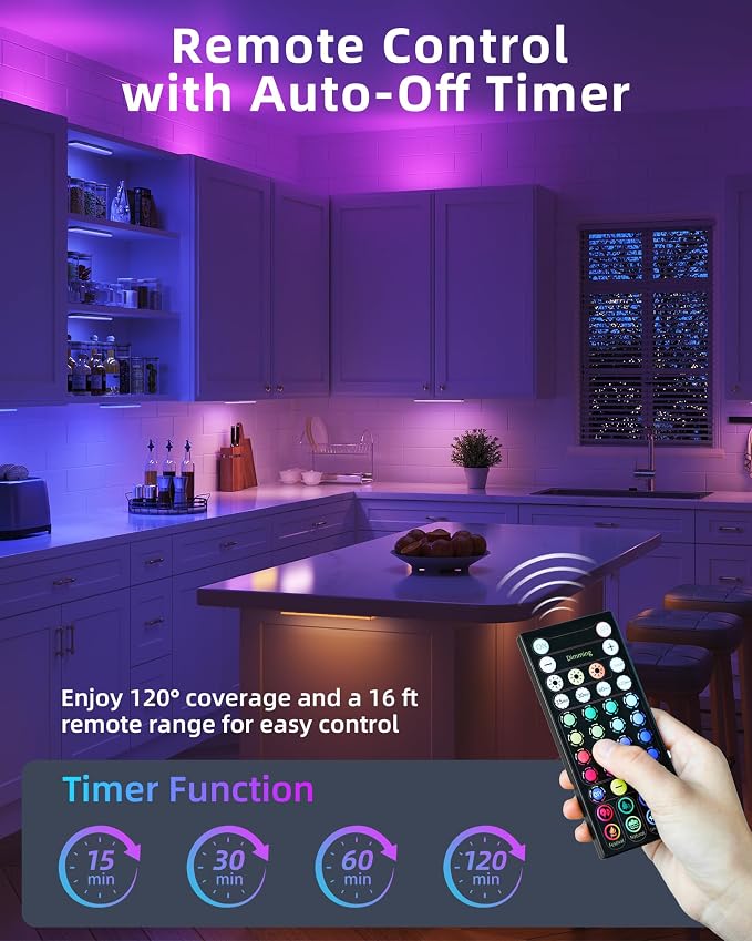 EZVALO 80RGB Color Changing Under Cabinet Lighting Wireless, 1800mAh Rechargeable Led Strip Shelf Lights, Timer & Dimmable Bar Light with Remote for Kitchen, Bedroom, Display Case, 6Pack