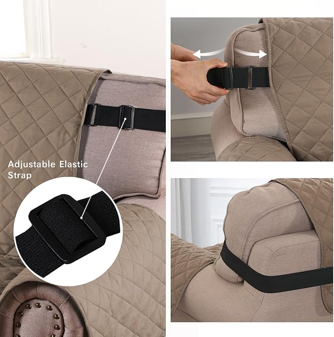 H.VERSAILTEX Water Repellent Loveseat Cover Loveseat Slipcover for Dogs Couch Protector Reversible Couch Cover for 2 Cushion Couch Furniture Protector for Pets(Oversized Loveseat, Taupe Brown/Beige)