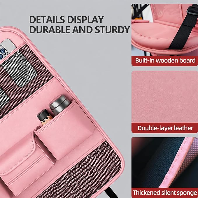 Car Seat Organizers,Multi-functional Back Seat Protectors, Storage Pouches, and Tray Holders for Cars, Kids, Seat Back and Rear Seats,Pink 1 Pcs