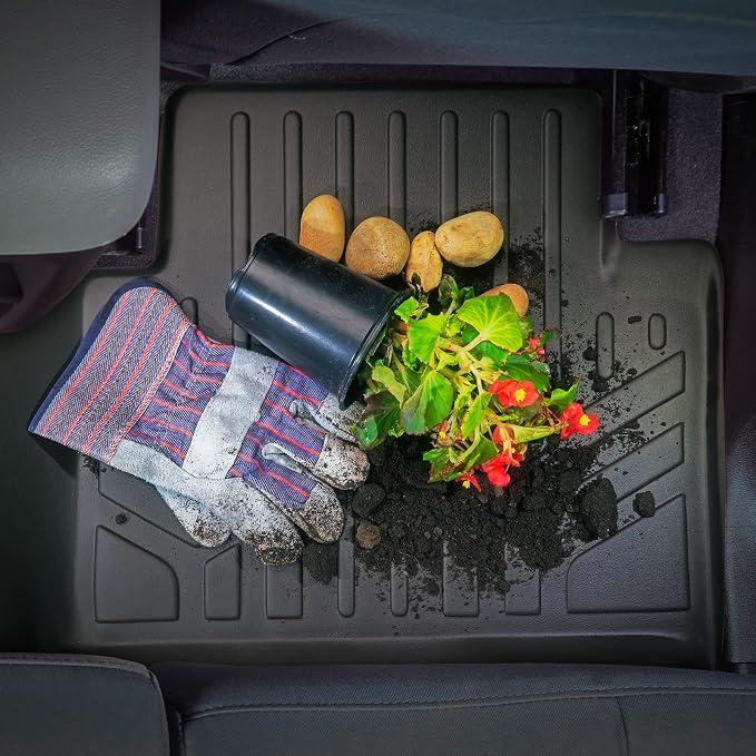 SMARTLINER Custom Fit Floor Liners - Fits 2022-2024 Volkswagen Golf R & Golf GTI - 1st & 2nd Row Liner Set - All Weather Floor Liners - Black