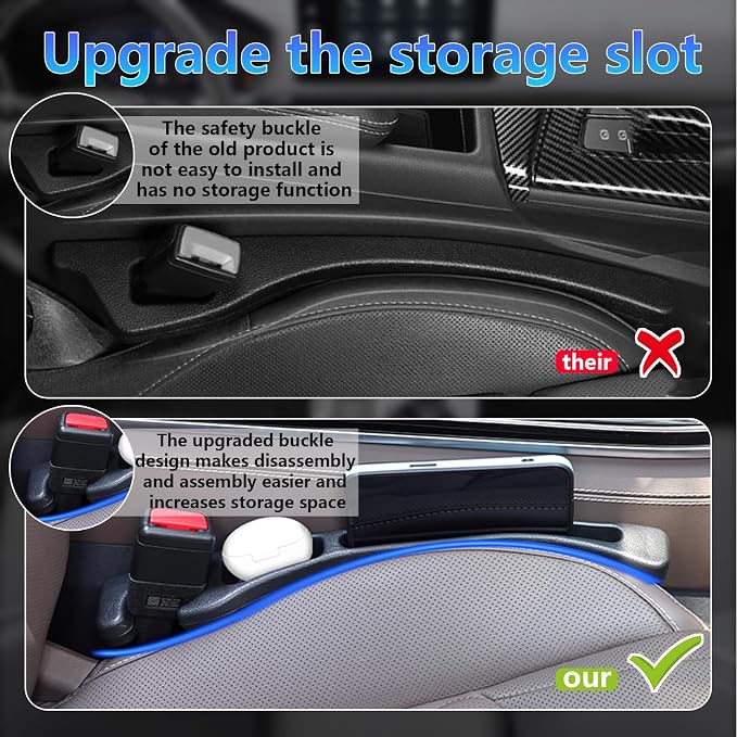 【Compatible with BMW 430i 3 5 Series】 Seat Gap Filler,No Drop Seat Guard Compatible with BMW 430i 3 5 i5 Series,Drop Seat Guards for Cars(2Pcs),Emergency Keychain Car Escape Tool(2Pcs)