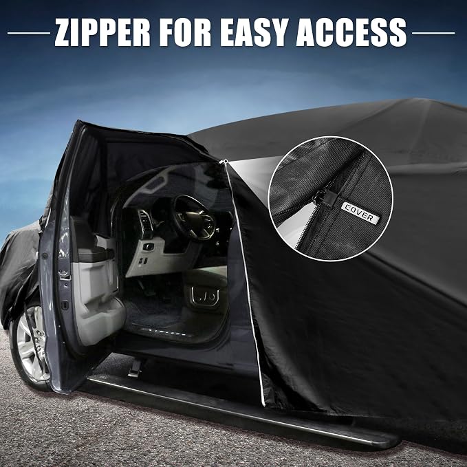 X AUTOHAUX Car Cover for GMC Sierra Crew Cab 6.6FT 210D-PU Outdoor Full Car Cover All Weather with Door Zipper for Waterproof Windproof Sun Rain Snow Protection