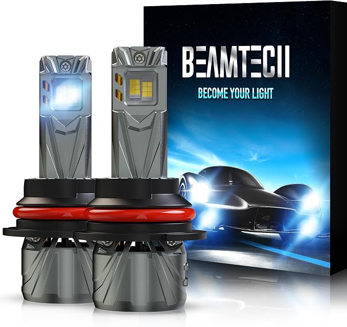 BEAMTECH Bulb, 800% Brighter High Speed Fan 6500K 9007 Light, Pack of 2 | 9007/HB5, 1992-2003 F-150, 1993-2011 Ranger, 1994-2004 Mustang, 2001-2023 Frontier