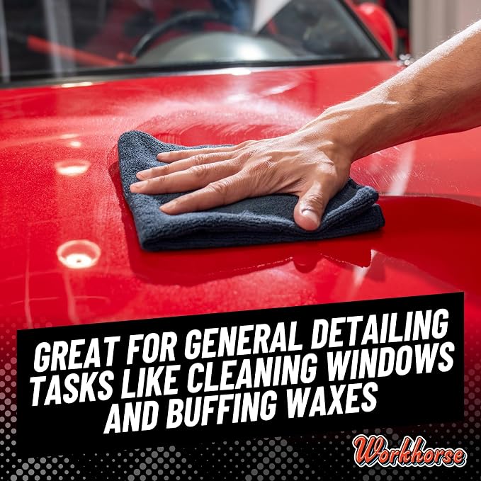 Chemical Guys, Workhorse Plush Microfiber Towels, 16 x 16 in, Black, 3 Pack | Plush, scratch-free black towels for washing, drying and detailing cars, home and pets, durable and reusable