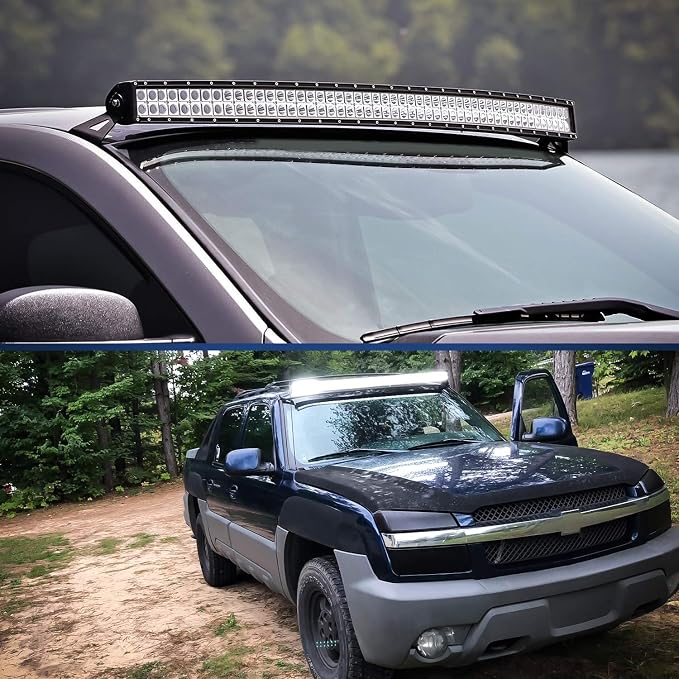 Nilight 90032B 2PCS 54” Curved LED Light Bar Bracket at Upper Windshield Roof Cab for 99-06 Chevy Silverado Suburban Avalanche Tahoe & GMC Yukon Sierra, 2 Years Warranty, Black