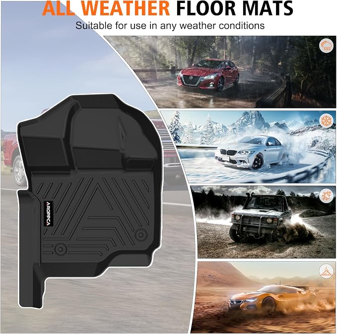 All Weather Floor Mats for Ford F150/F-150 2015-2025 SuperCrew Cab | TPE Rubber Floor Liners Anti-Slip Full Set Automotive Mats for 2025 Ford F-150 (Includes 22-24 Lightning Models) Accessories