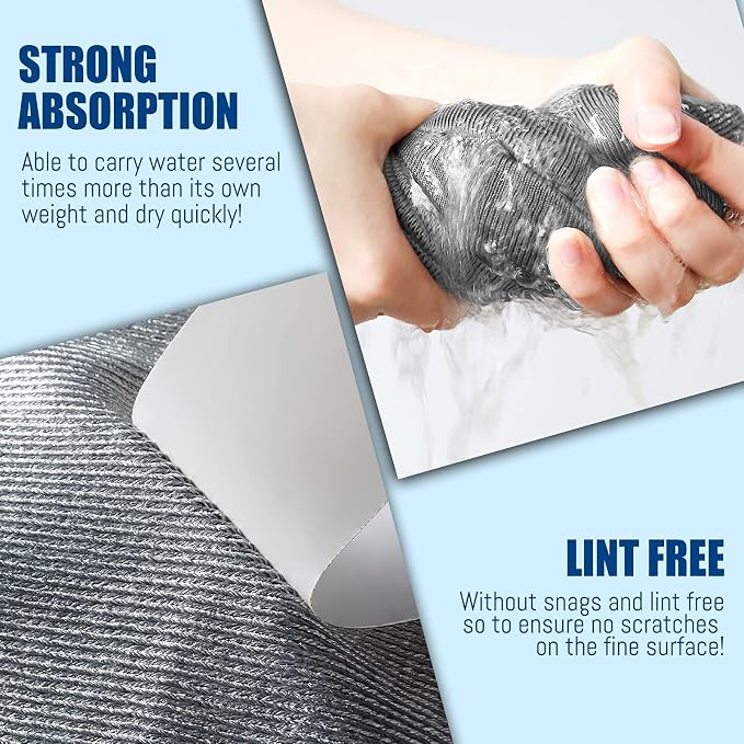Glass Polishing Streak Free Miracle Cleaning Cloth, Sliver-Orange Blue | Lint Free Microfiber Cleaning Rags for Glasses Kitchen Dish Mirrors Easy Clean, 16 x 12 Inches, Pack of 8