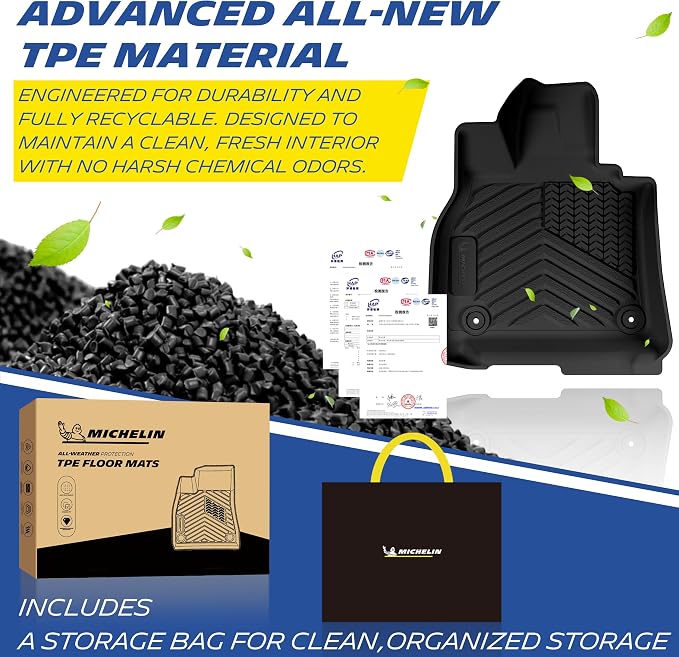 Michelin Vehicle Mats, All-Weather TPE Custom Fit Liner for 2026 Mazda CX-5 (7 Piece), Premier