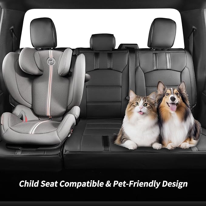 coverdream F150 Seat Covers for 2021-2025 2026 Ford F150 SuperCab XL/XLT & 2023-2026 Super Duty SuperCab XL/XLT,2-Door,Fully Covered,Waterproof Leather Seat Protector(Full Set,Black & Carbon Fiber)