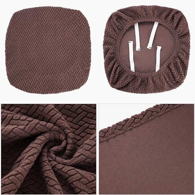 Fuloon Stretch Seat Cushion Covers 6 PCS, Washable Chair Seat Slipcover Chair Cover Dining Room for Hotel, Ceremony, Banquet Wedding Party (Chocolate, 6)