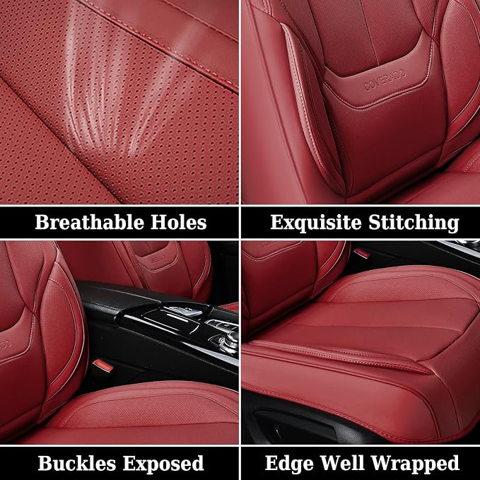 Coverado Car Seat Covers, Seat Covers for Cars, Waterproof Leather Auto Seat Protectors, Leather Car Seat Cushion, Car Interiors Accessories Universal Fit for Most Cars