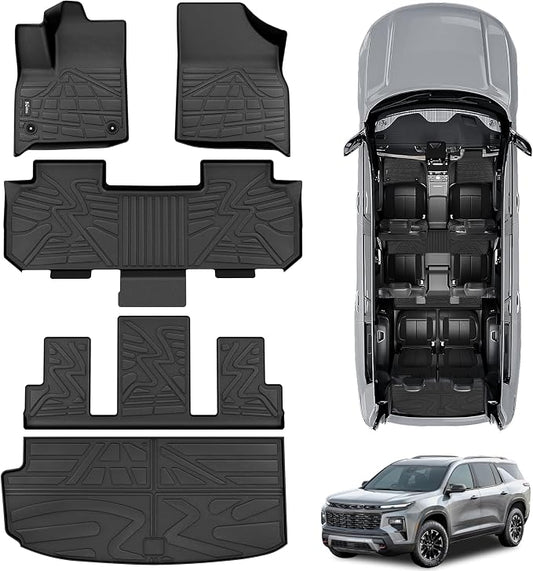 KARPAL Floor Mats for 2018-2023 Chevy Traverse/ 2024 Traverse Limited Only 7 Seats, with 2nd Row Bucket Seats, All-Weather TPE Custom Fit Floor Liners Car Accessories