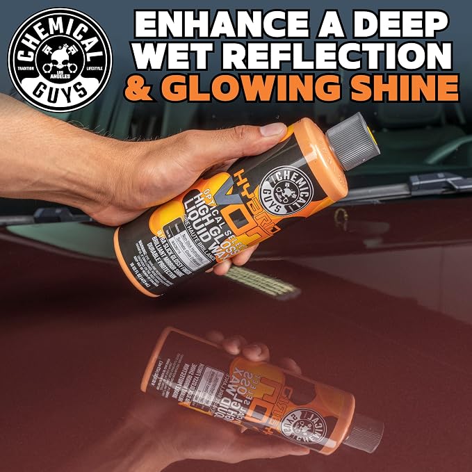 Chemical Guys, Hybrid V7 Optical Select High Gloss Liquid Car Wax, 16 oz | Liquid wax adds deep gloss and slick protection on any paint color, easy on and off, with a fresh orange scent