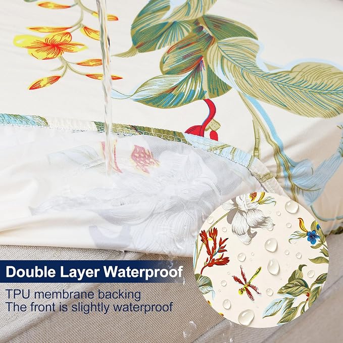 Smiry Waterproof Patio Cushion Covers, Stretch Outdoor Furniture Covers | Couch Slipcovers Replacement, Washable Furniture Protector, UV-resistant Sofa Chair Seat Cover for Outdoor and Indoor, 4 Pcs
