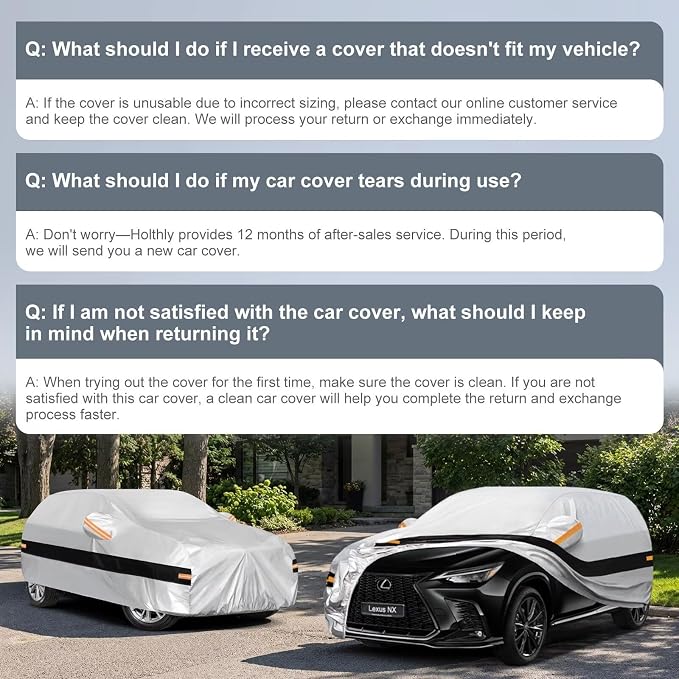 10 Layers SUV Car Cover Custom Fit for Lexus NX (2014-2026) NX250, NX300, NX350, Waterproof All Weather for Automobiles, Outdoor Full Cover Sun Dust Rain Protection with Cotton. Silver