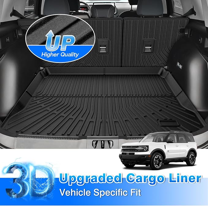 Bronco Cargo mat - Trunk Mat for Ford Bronco Sport 2021-2026(Only for Sport), All Weather Trunk Mat & Backrest Mat for Bronco Accessories, Heavy Duty Rubber Mats, Car Accessories