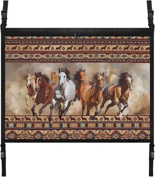 Dreaweet Aztec Horse Car Ceiling Cargo Net Pocket,Adjustable Car Ceiling Storage Net Double-Layer Car Roof Organizer with Zipper,Car Camping Accessories Cargo Net for SUV Mini Van Truck