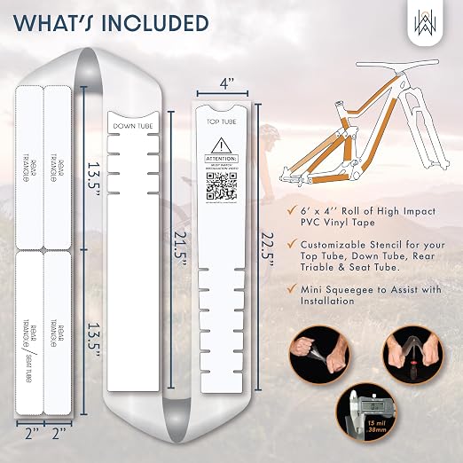 Bike Frame Protection Tape- High Impact Clear Vinyl Wrap Includes Tool (4”x72) Bicycle Frame Protector, Mountain Bike Frame Guard Chainstay Protector (Glossy Clear)