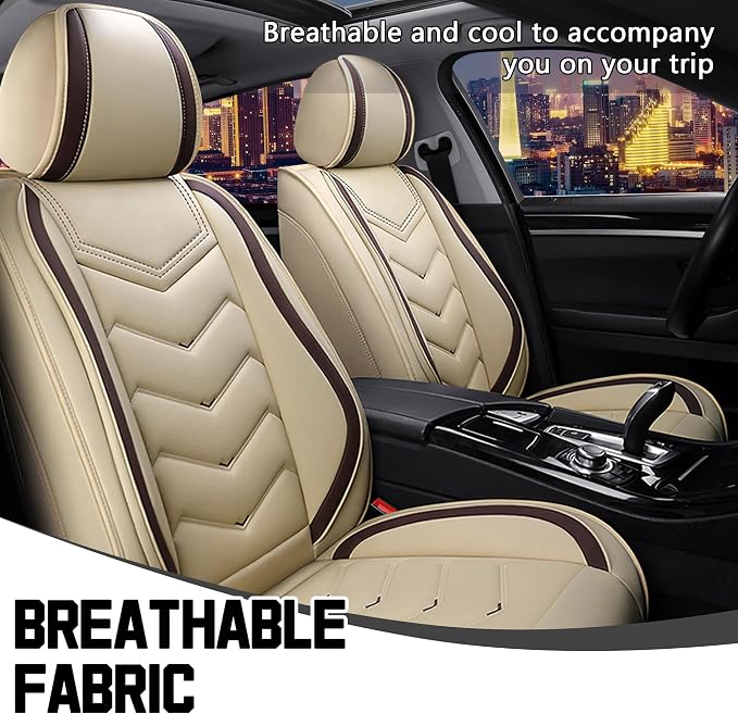 CTDS Car Seat Covers for Honda Civic 2000-2026, Stylish Sport Seat Cover, Premium Nappa Leather Car Seat Cover. Automobile Seat Covers Sets.(Standard 2 Seats/Beige)