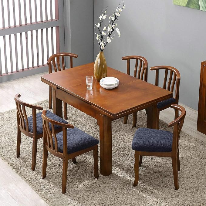 Genina Seat Covers for Dining Room Chair Seat Slipcovers Kitchen Chair Covers (Navy Blue, 6 Pcs)