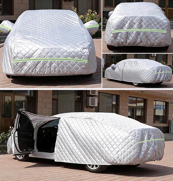 7 Layers Waterproof Heavy Duty Car Covers for Automobiles All Weather Season Anti-Hail UV Protection Snowproof Outdoor 10.5LBS Full Cover Universal Fit Sedan 178" to 185"(Silver)
