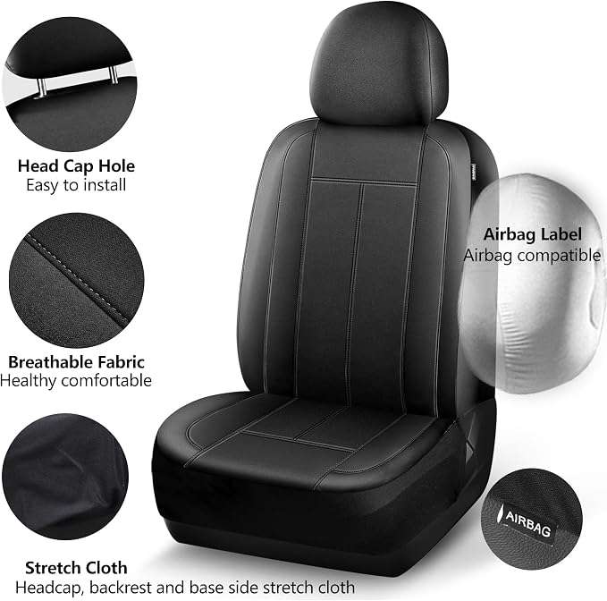 HChengkikz Full Set Neoprene Waterproof Car Seat Covers, Seat Protectors | Water Resistant Seat Protectors, Airbag Compatible, Universal Fit for Sedans, SUVs, Trucks, Vans