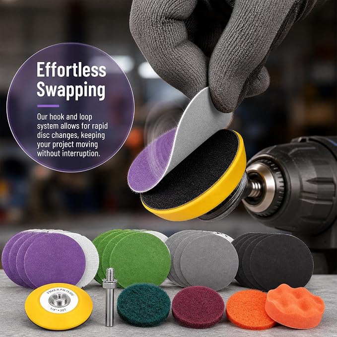 38PCS Car Headlight Restoration Kit, 3 Inch Vehicle Headlight Cleaning Set with Sanding Disc & Scouring Pad, Hook and Loop Sanding Pads Polishing Sponge for Car Headlights