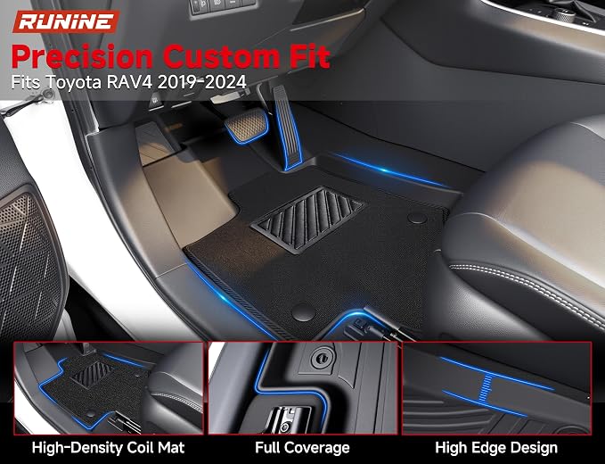 Floor Mats & Cargo Liner Set for Toyota RAV4 2019-2025, Full Coverage Interior Protection with Trunk Mat, Backrest Protector & Door Sill Guards, All Weather TPE Waterproof Anti-Slip Custom Fit