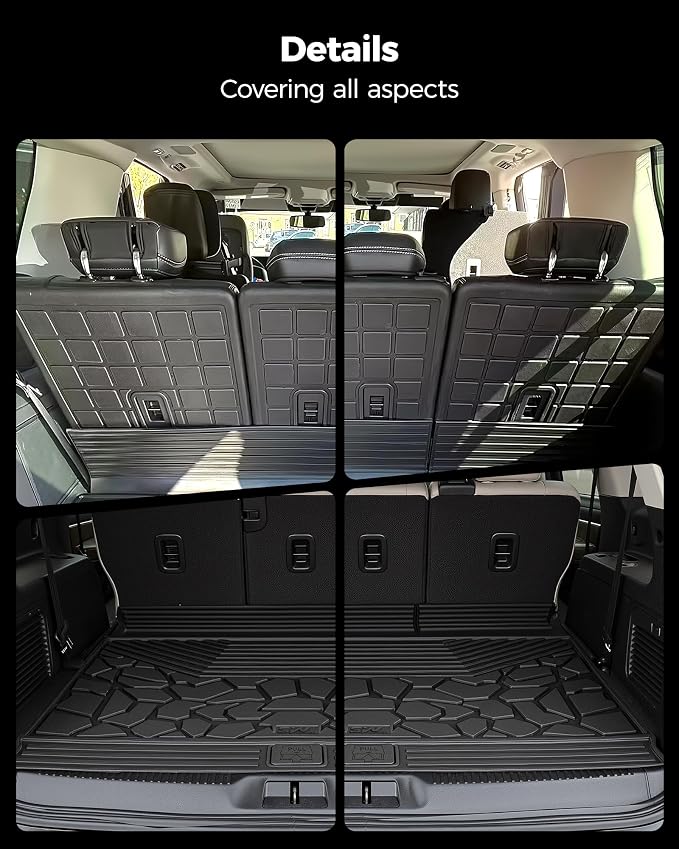 3W Cargo Liner & Seat Back Mats for 2025 2026 Ford Expedition MAX 7/8 Seats,TPE All Weather Protection Car Trunk Liners Covering The Backrest,Cargo Accessories