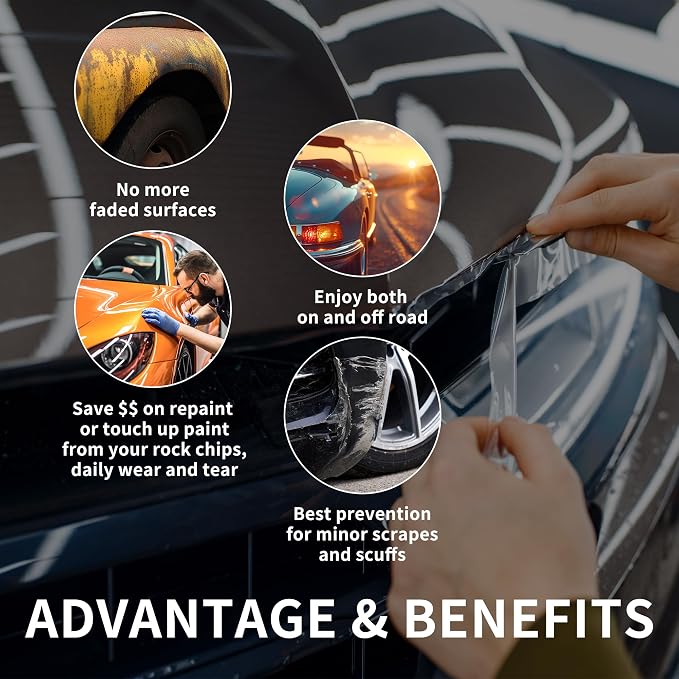 TAPEBEAR Paint Protection Film Clear Gloss 2Sheets x 6 Inch x 60 Inch, Self-Healing TPU Car Wrap Guard, 7mil Thick PPF Film, High Clarity, Non-Yellowing, UV & Scratch Resistant for Cars, Trucks, SUVs
