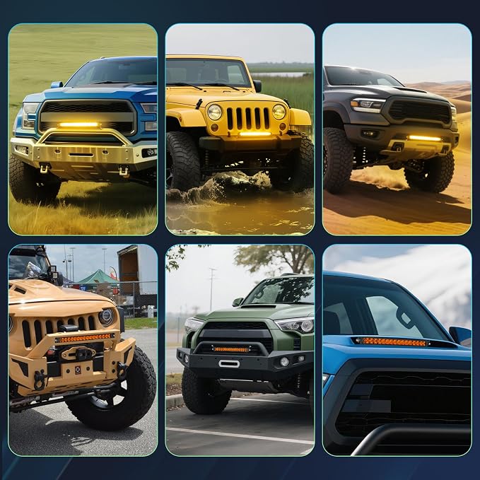 18 Inch Amber Light Bar, SWATOW INDUSTRIES 18" Slim LED Light Bar Spot Flood Single Row Driving Lights Bumper Mounts LED Light for F150 Wrangler Toyota Chevy Ram Truck UTV ATV SUV