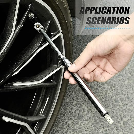 MEANLIN MEASURE Silver Double Straight Type Tire Pressure Gauge, 2Pcs, 10-150 Psi, Suitable for Trucks, Cars, Motorcycles