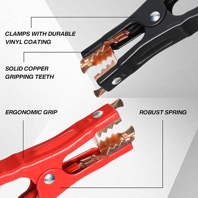 Heavy Duty Jumper Cables, Automotive Booster Cables for Starting Weak Batteries(16 Feet, 2-Gauge)