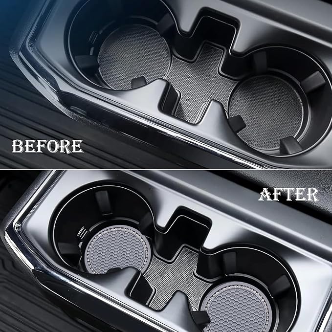4PCS Bling Cup Holder Coaster, 2.75 Inch Auto Car Cup Holder Insert Coasters, Soft Silicone Anti-Slip Shockproof, Universal Vehicle Interior Accessories for Women Girls (Gray & White)