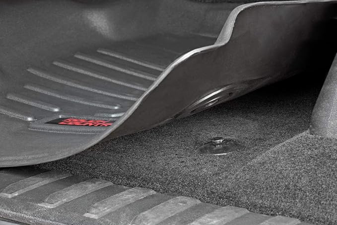 Rough Country All Weather Floor Mats Set for Dodge Ram 1500 Crew/Mega-Cab (2012-2018) - Custom Fit Floor Armor, Waterproof, Easy Clean