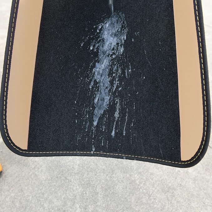 CAR PASS Waterproof Universal Fit Car Floor Mats, Car Mats Fit for SUV,Vans,sedans, Trucks,Set of 4pcs Car Carpet with Driver Heel Pad (Beige)